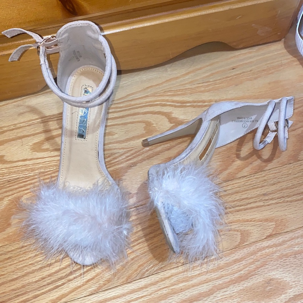 Liliana Nude Genuine Fur Heels